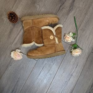 UGG AUSTRALIA FUR BROWN BAILEY BUTTON WINTER BOOTS